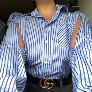 Petersyn Celine Cut-out Sleeve Button Down Top